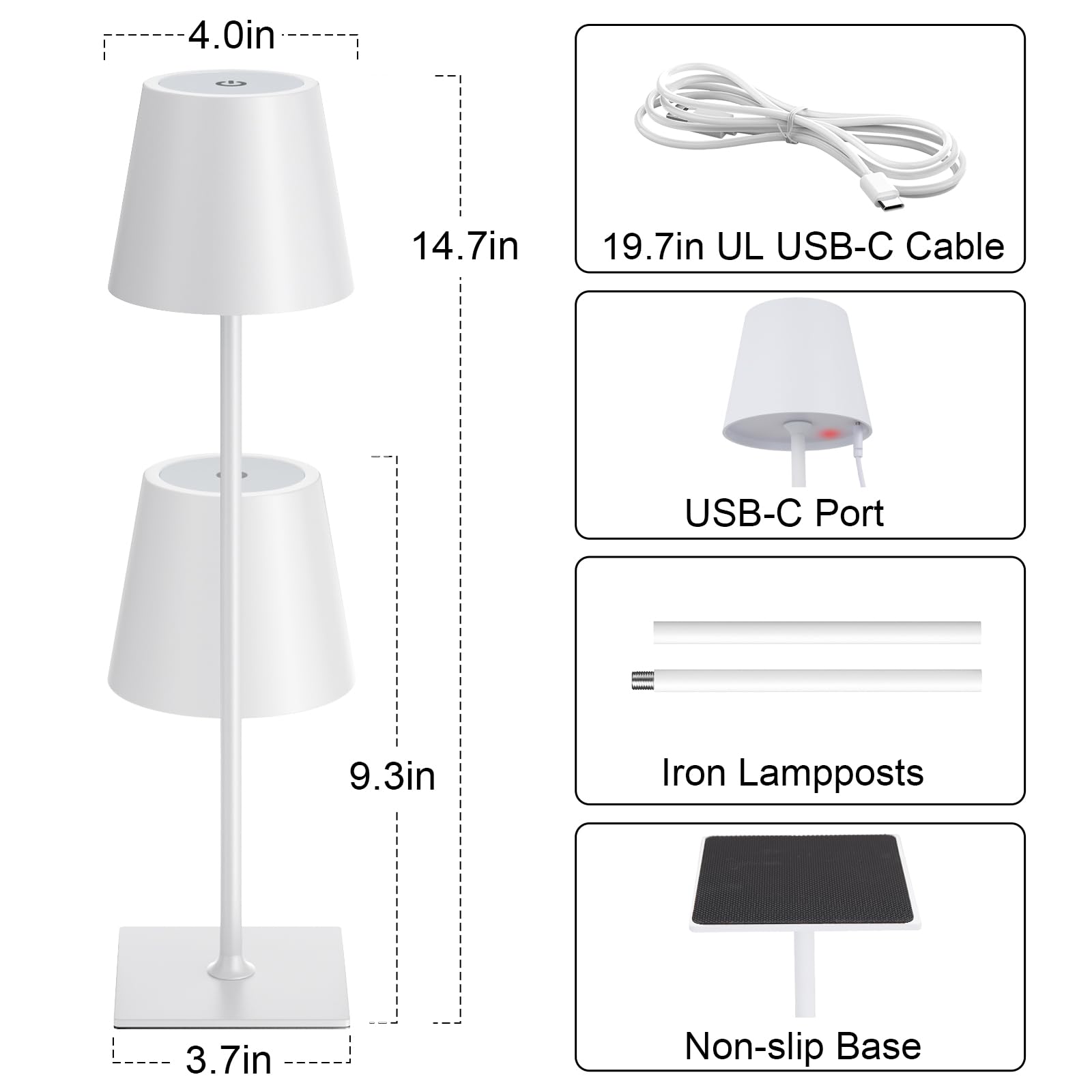 Kakanuo lamp height-adjustable pole adapts to counter or nightstand