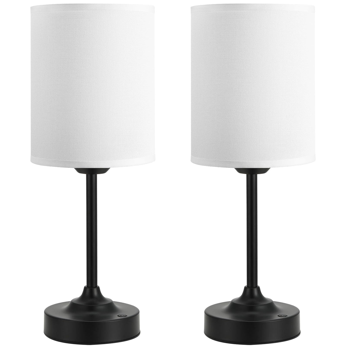 Kakanuo touch-control cordless table lamp with round linen shade for warm ambience