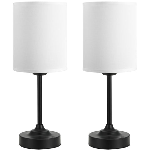 Kakanuo touch-control cordless table lamp with round linen shade for warm ambience