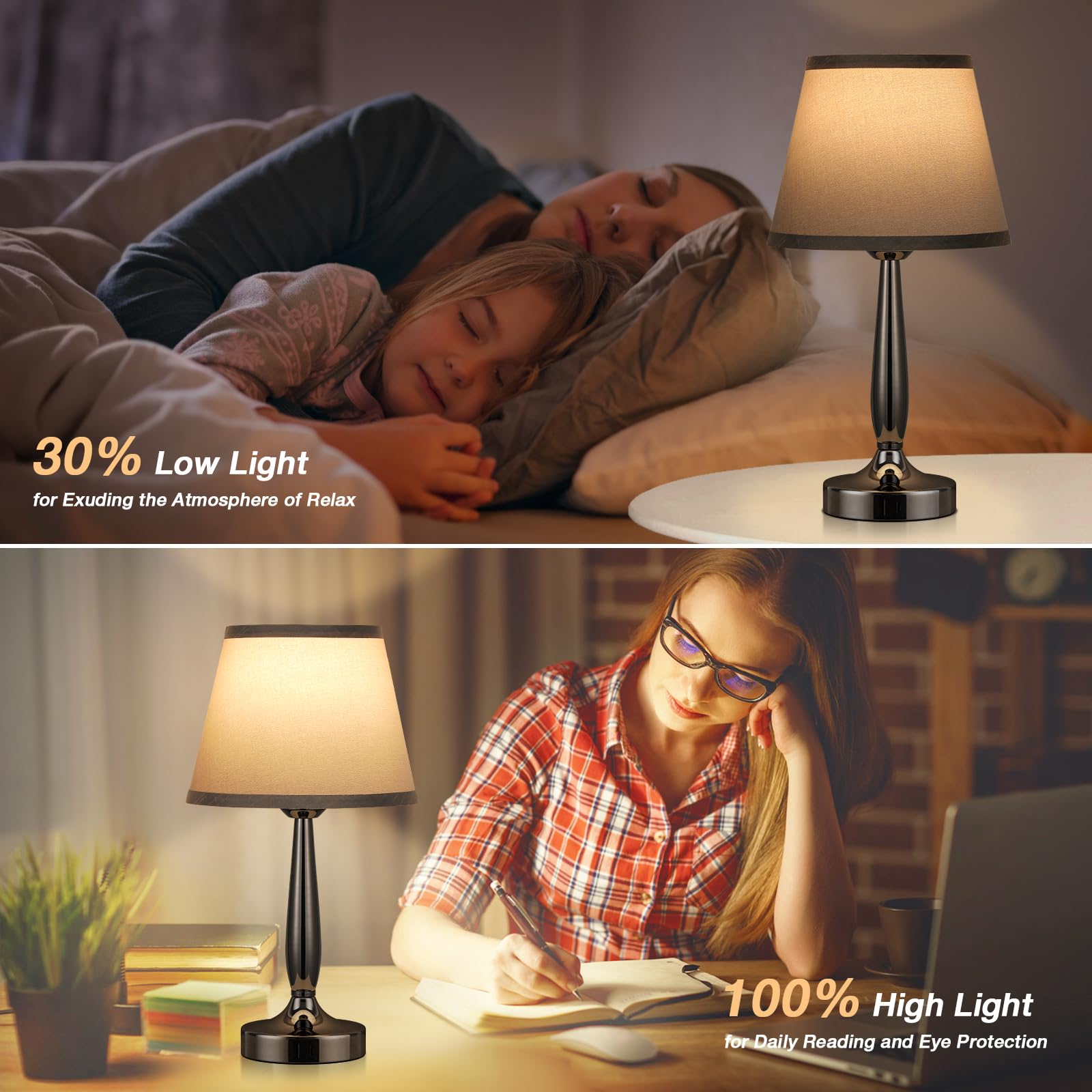 Kakanuo lamp on nightstand creates cozy bedroom ambience.
