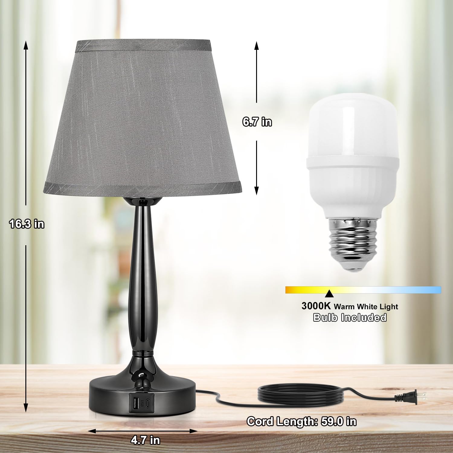 Kakanuo lamp includes a 6W warm white bulb for immediate use.