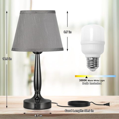Kakanuo touch table lamp gray lampshade and pearl base provide soft, eye-friendly illumination.