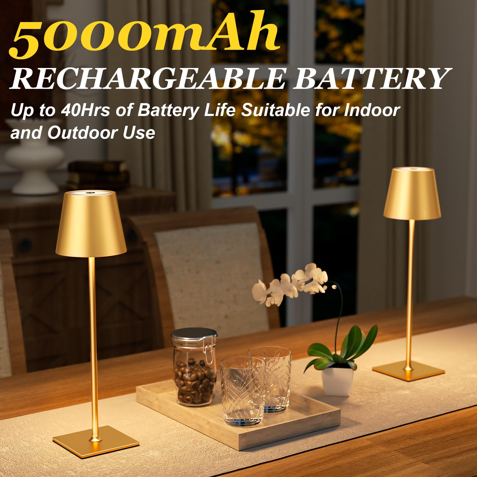 Kakanuo USB-C rechargeable lamp with easy top control for on off and dimming