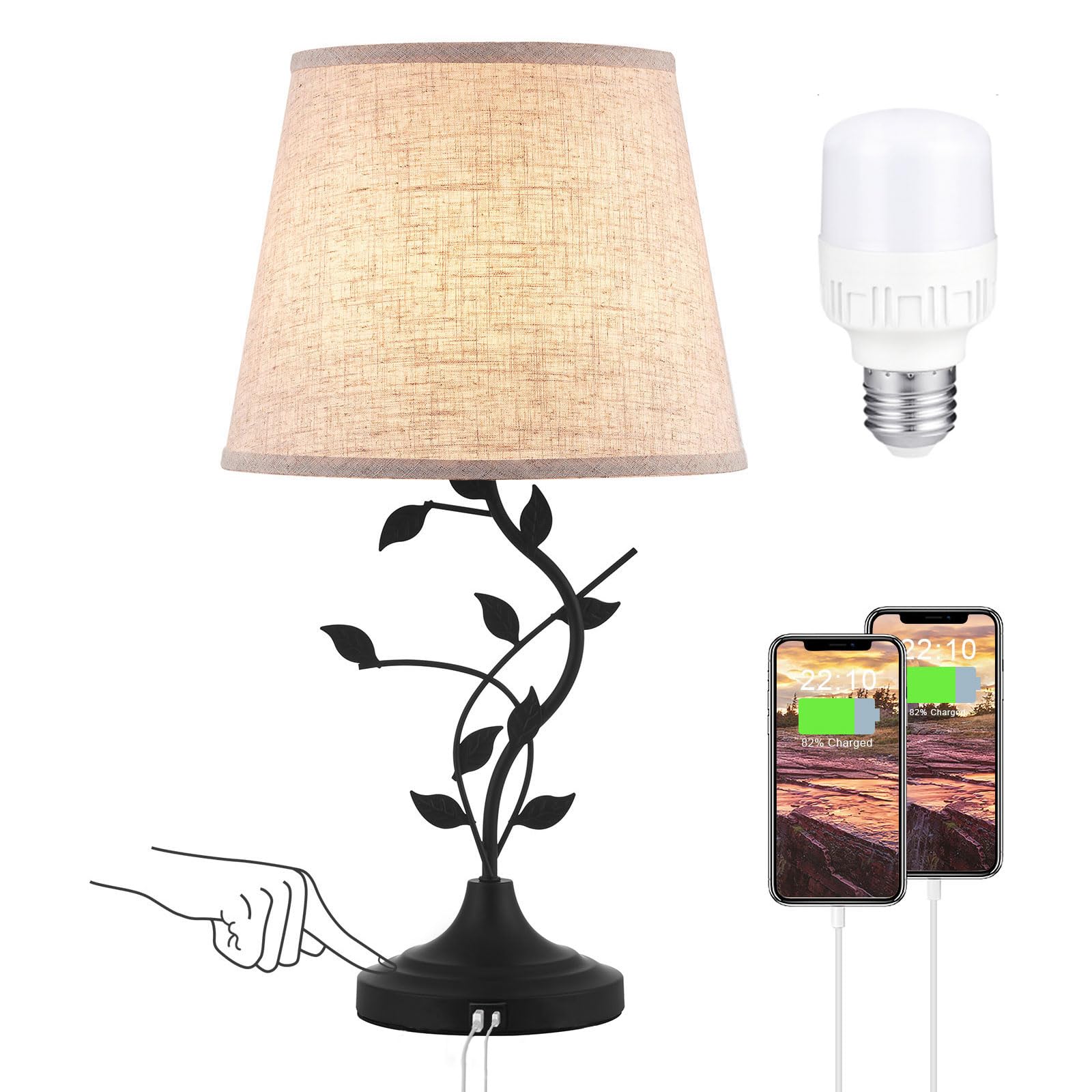 Kakanuo USB touch table lamp base with branch-like design for easy brightness control