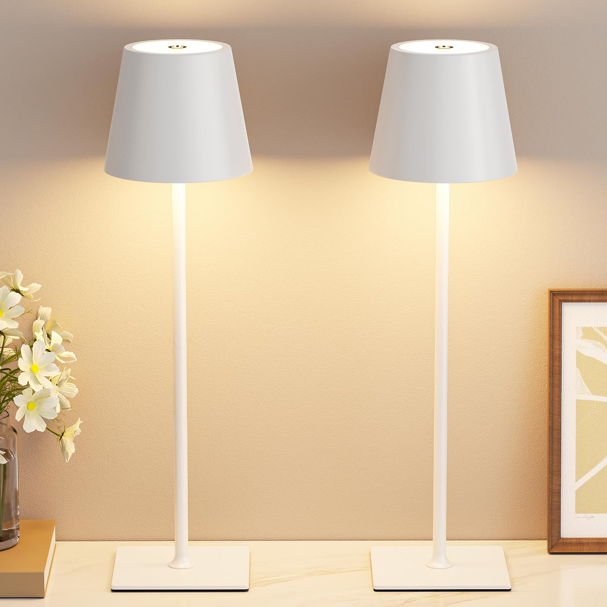 Kakanuo White Gold cordless lamp front view for modern living room ambience