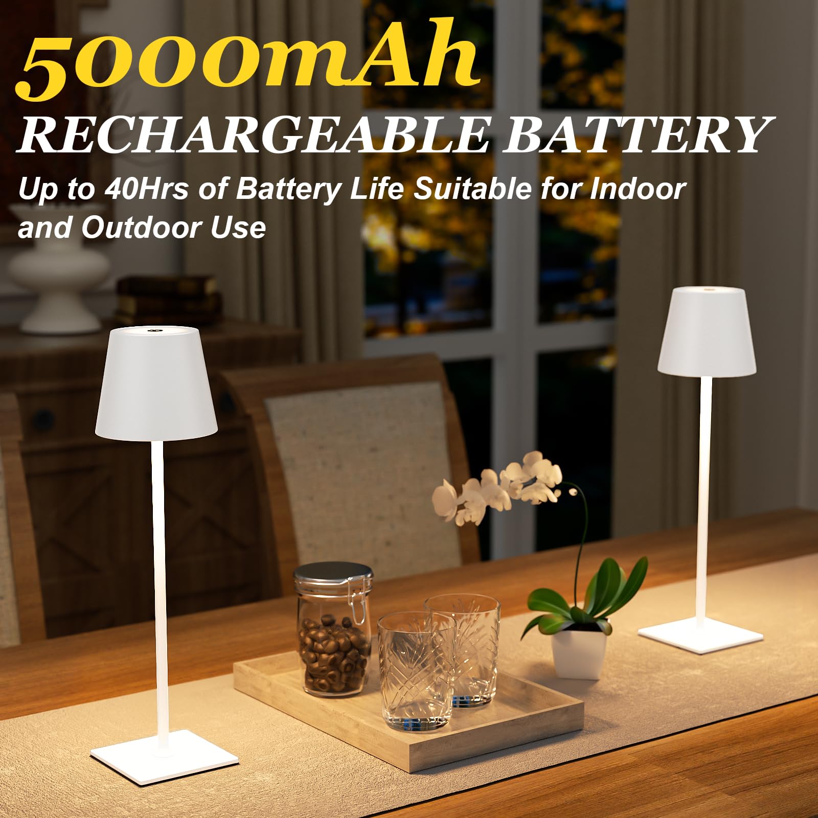 Kakanuo White Gold lamp with dimming showing warm to cool tones