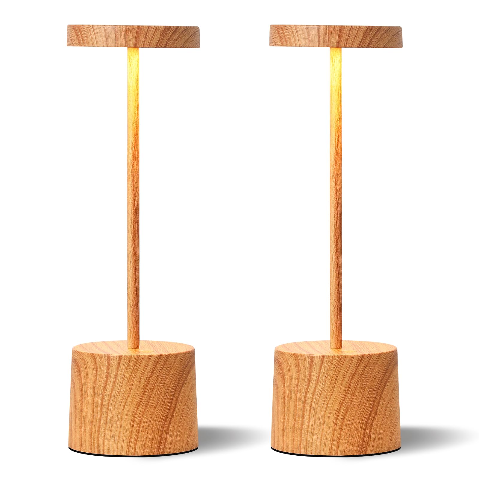 Kakanuo wooden rechargeable cordless lamp 2-pack for versatile indoor and outdoor lighting.