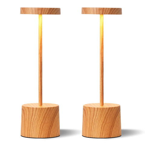 Kakanuo wooden rechargeable cordless lamp 2-pack for versatile indoor and outdoor lighting.
