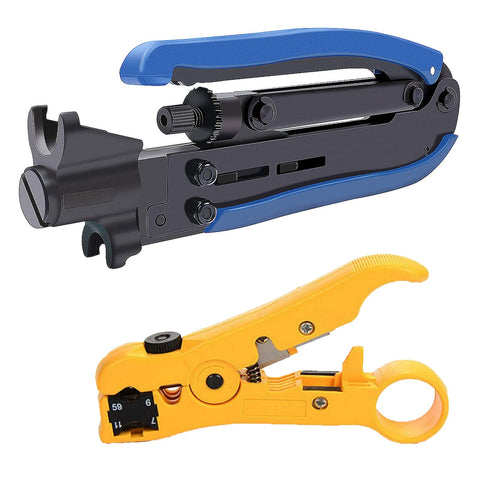 KAKO adjustable coax crimper front view, compact and durable for DIY installations.
