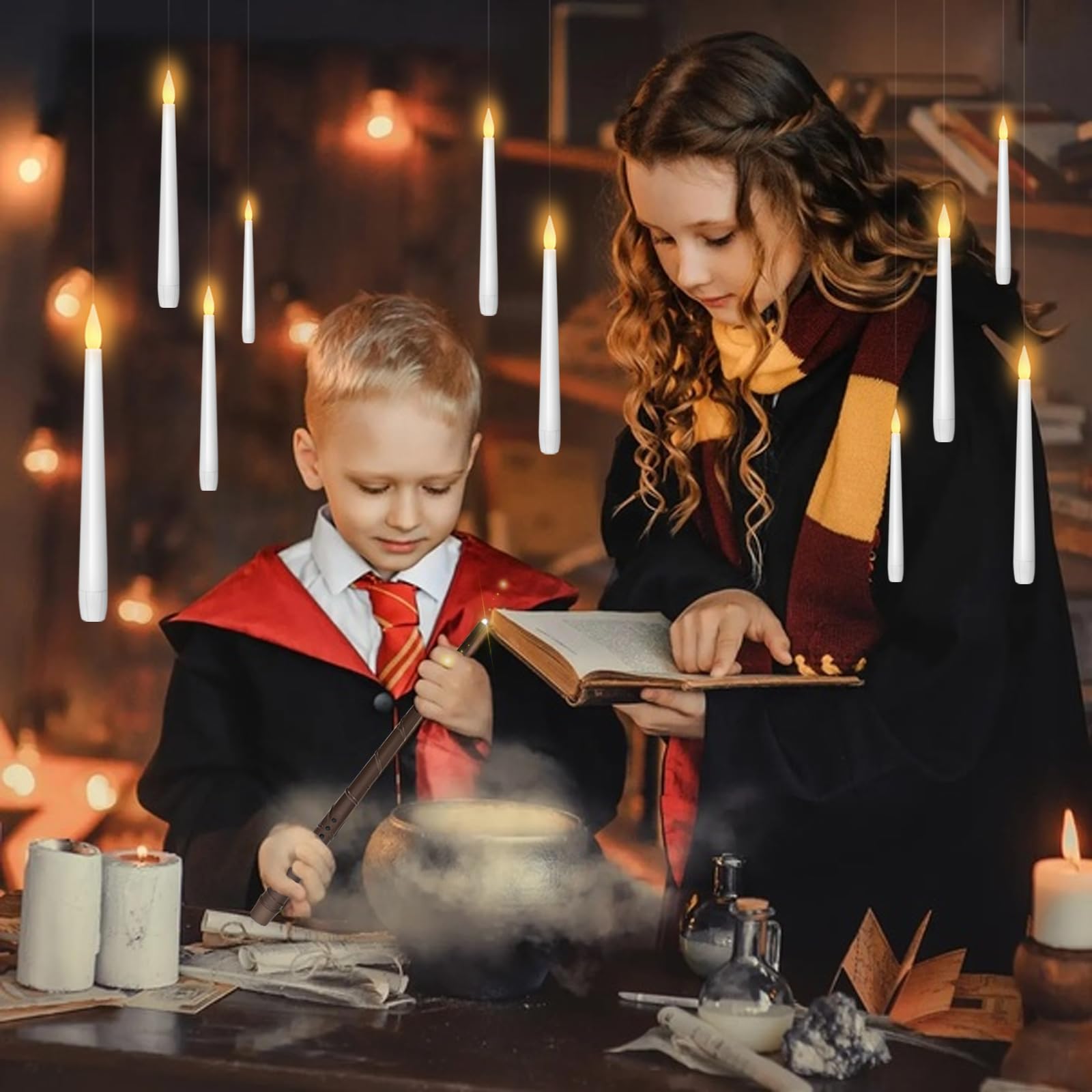 Kakoya 20-piece floating candle set creates magical suspended ambiance.