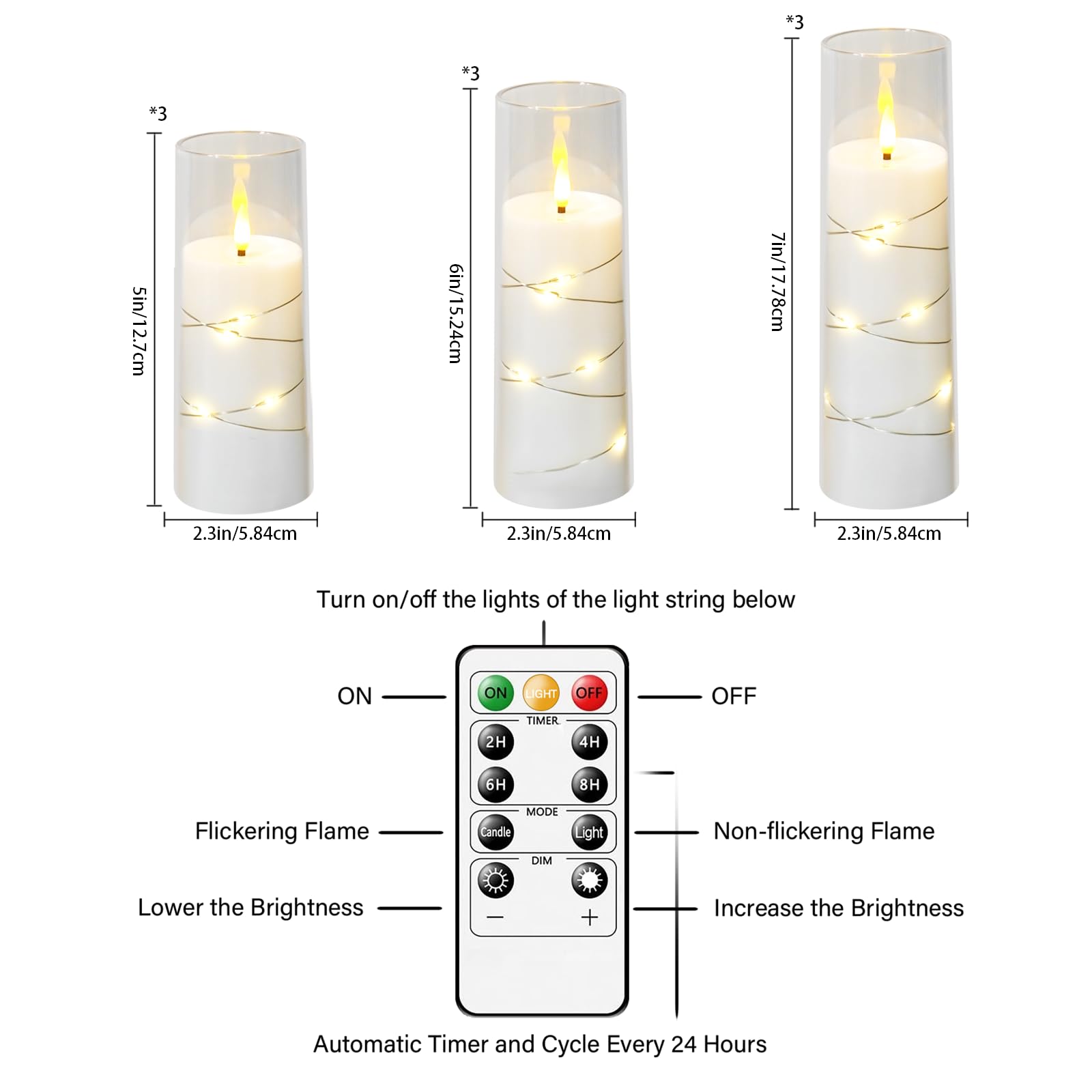 Kakoya nine-piece flameless candle set in white for versatile decor