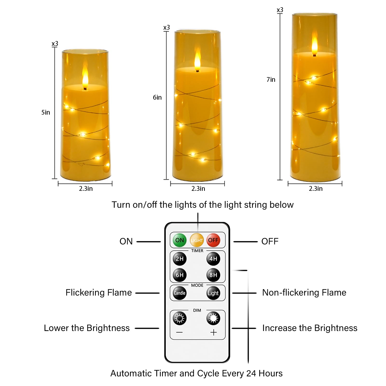Kakoya gold finish flameless candles ideal for romantic dinners.