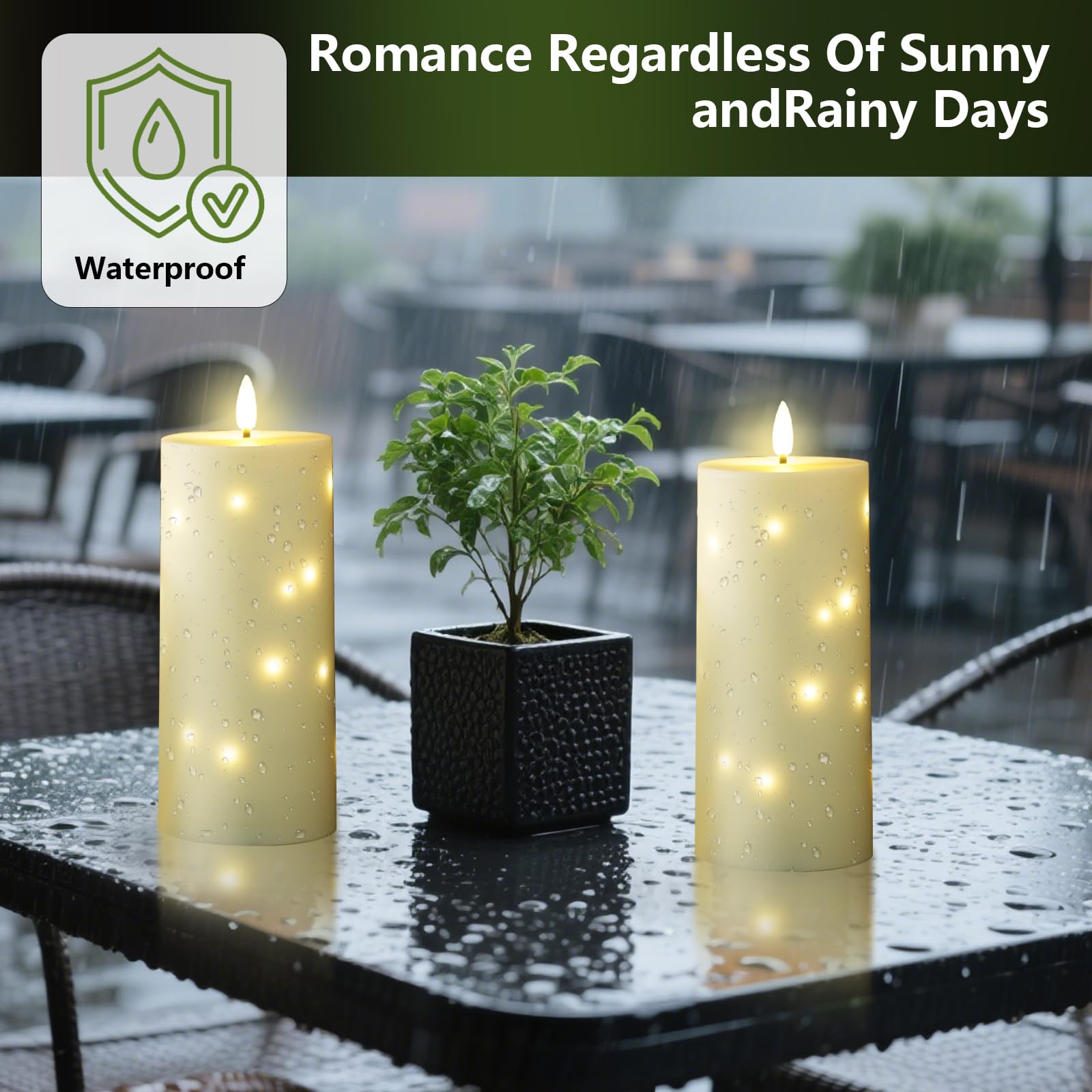 Kakoya battery-operated LED candle runs on 3 AA batteries.