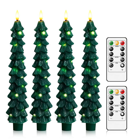 Kakoya four-pack flameless Christmas tree candles with remote control for safe, ambient lighting
