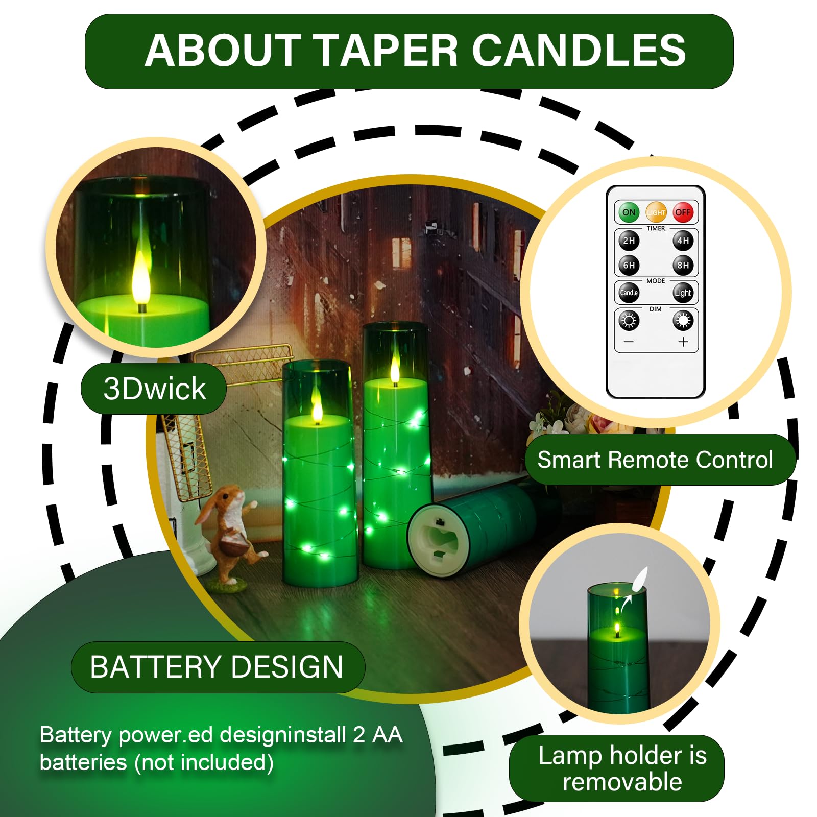 Kakoya flameless candles in safe acrylic shells provide flame-free use.