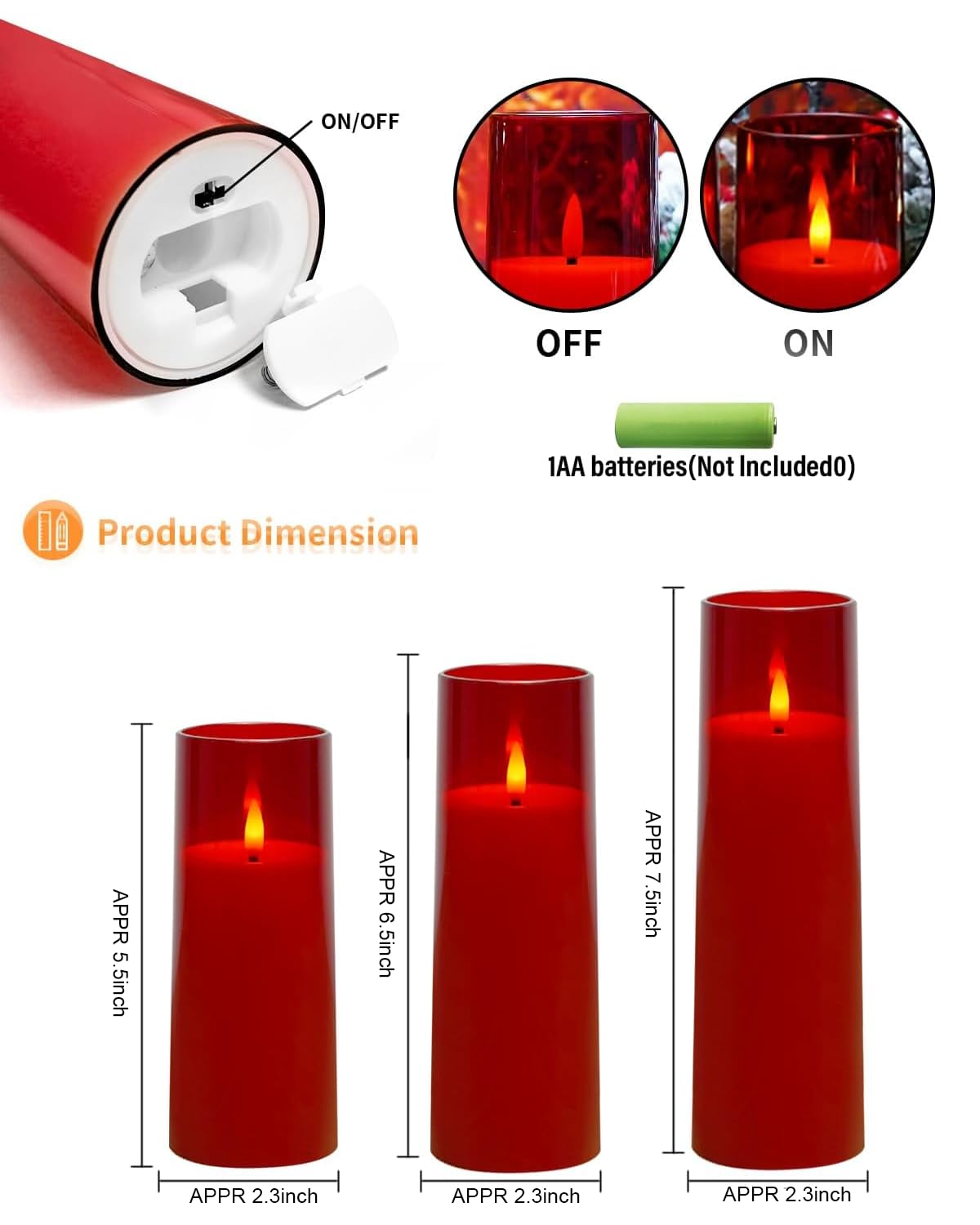Kakoya remote-control candle with easy on/off and flicker settings.