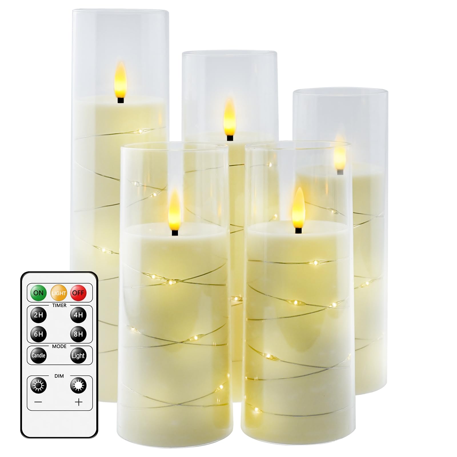 Kakoya flameless candles with embedded star string provide cozy, flame-free ambience.