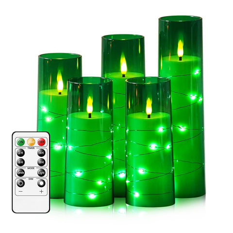 Kakoya flameless candles with embedded string lights for cozy ambience at home.