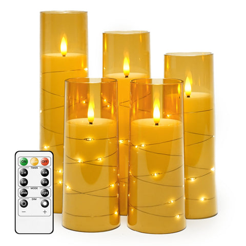 Kakoya flameless candle with embedded star string for warm ambience