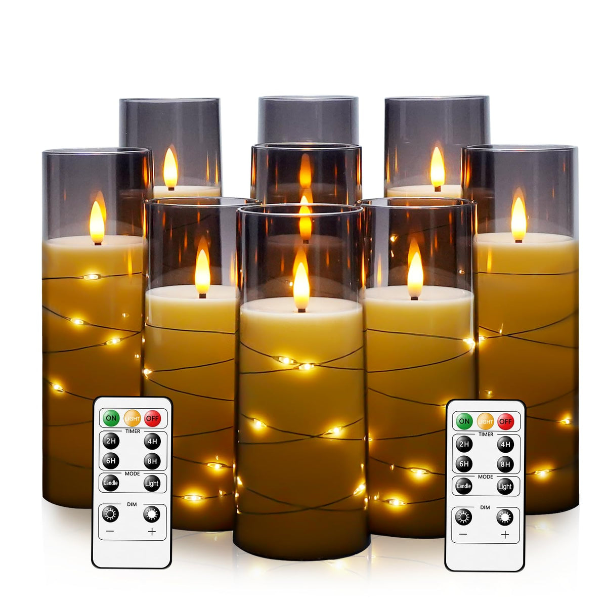 Kakoya flameless candles with embedded star string create warm ambience without flame.