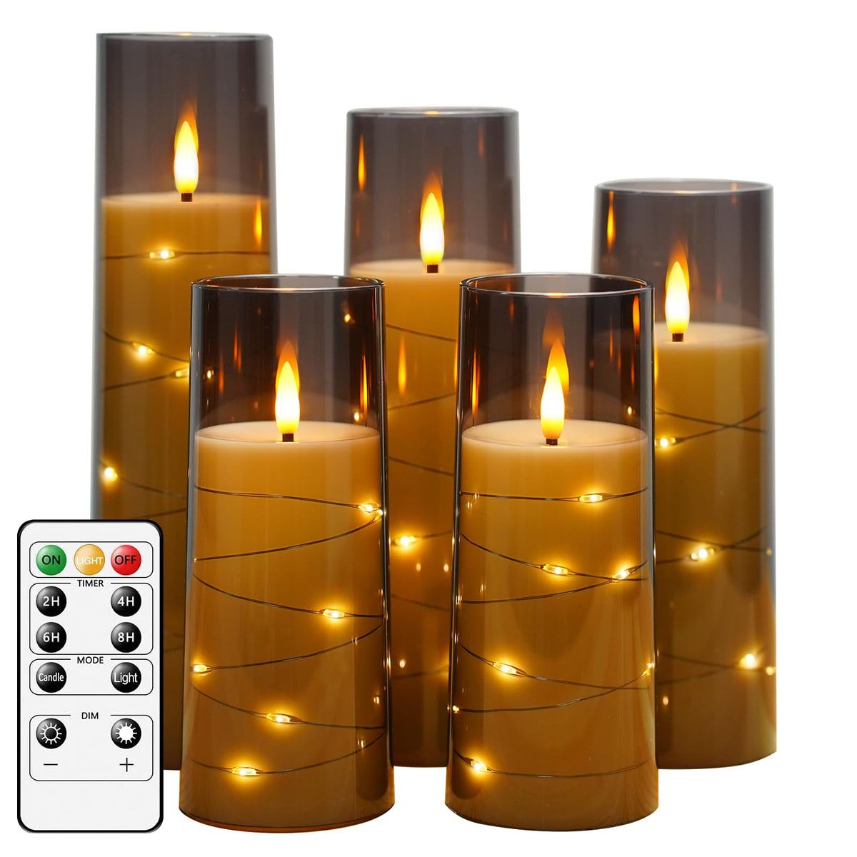 Kakoya flameless candles with embedded star string create a cozy romantic ambiance