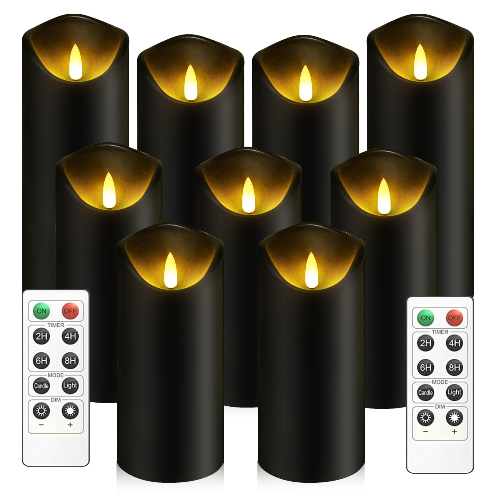 Kakoya flickering flameless candles set of 9 in black create safe, romantic ambience.