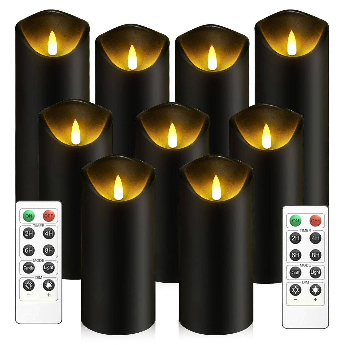 Kakoya flickering flameless candles set of 9 in black create safe, romantic ambience.