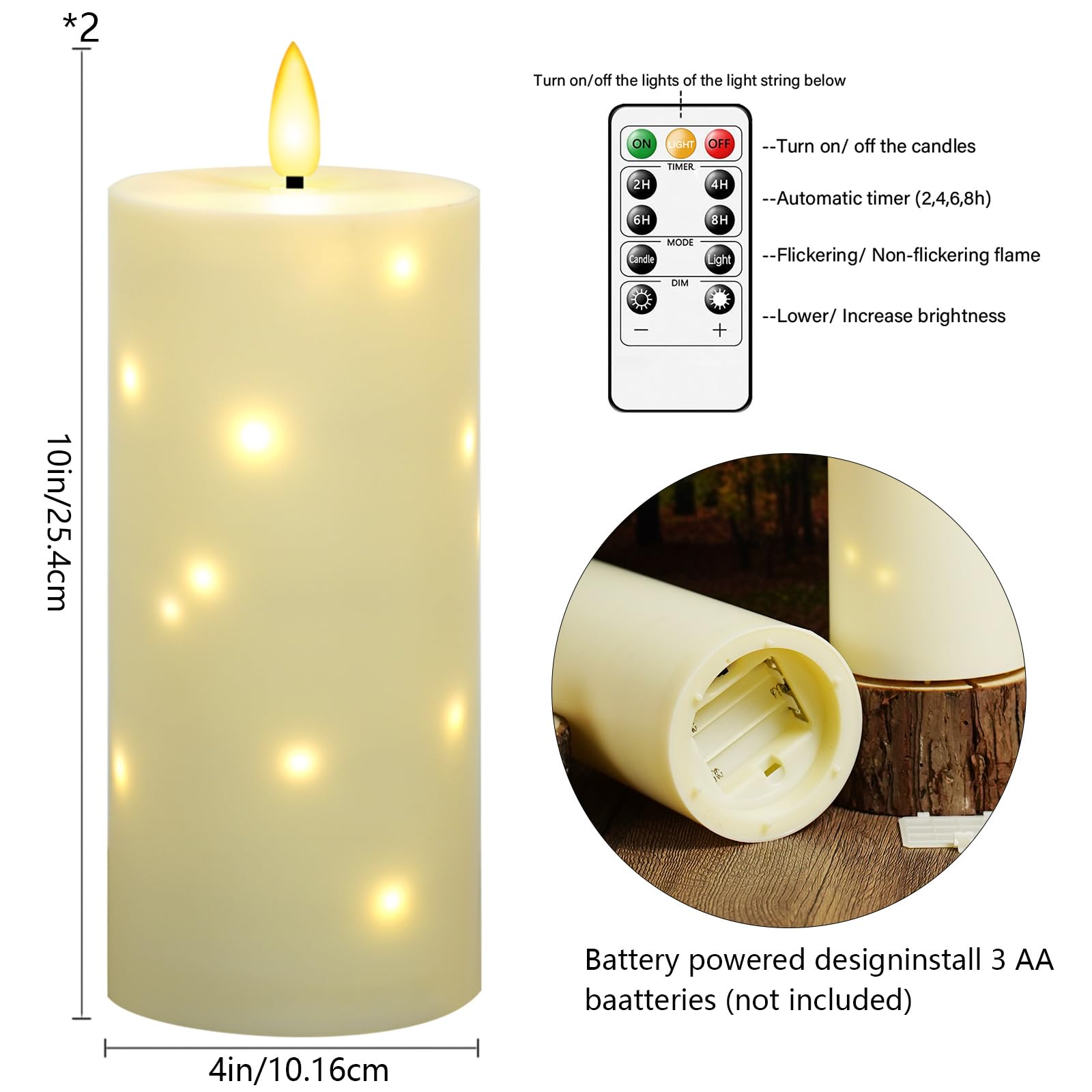 Kakoya large outdoor flameless candle ideal for patios and lanterns.