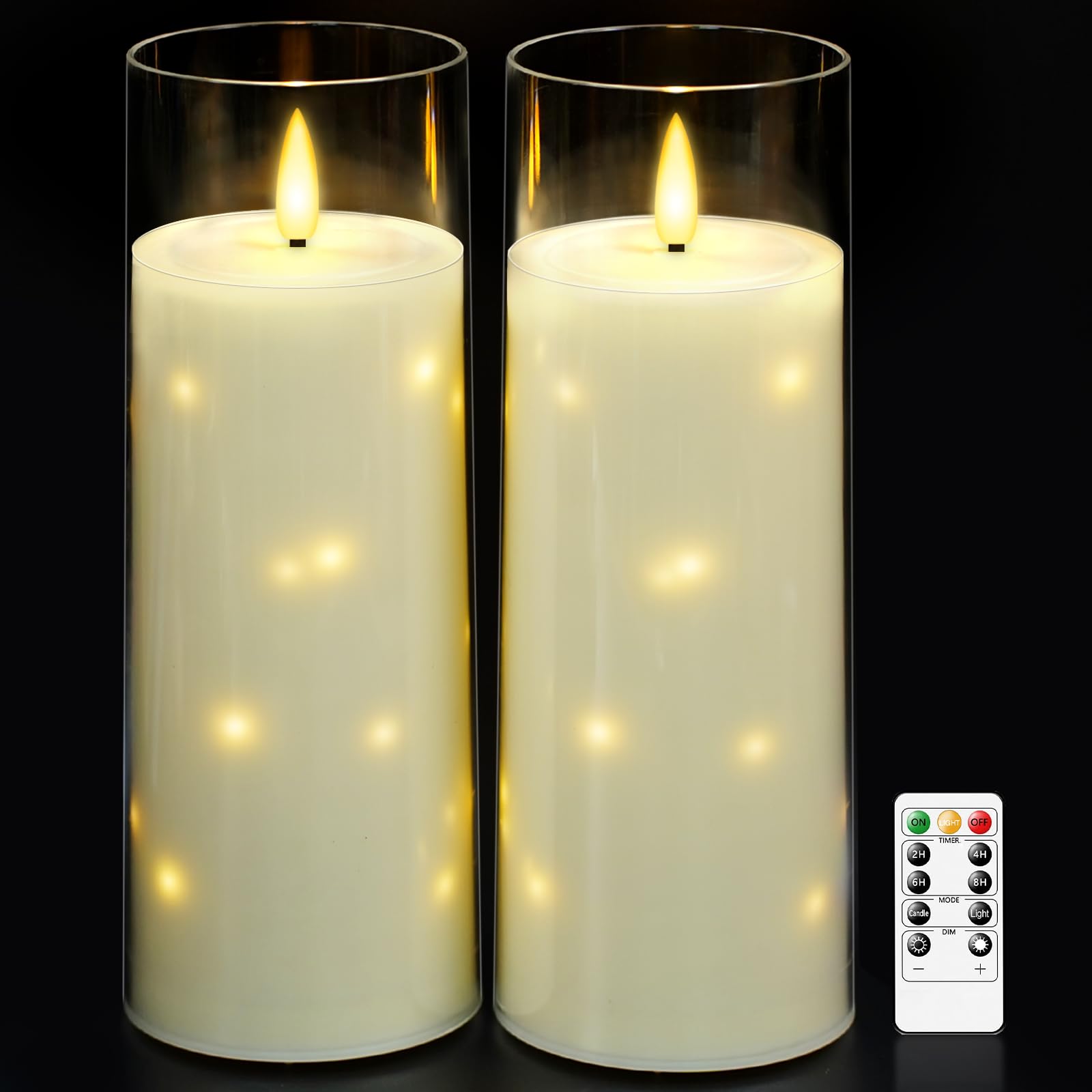 Kakoya large outdoor flameless candles with remote for porch ambience.