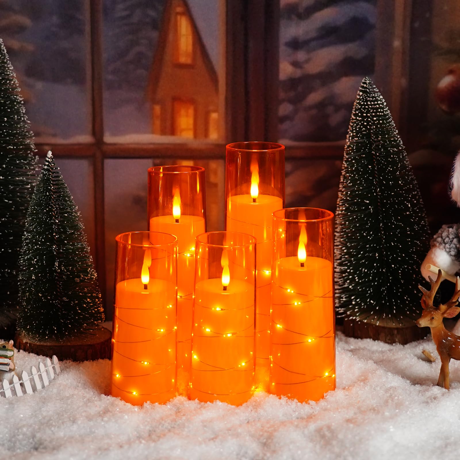Kakoya orange battery-operated candles offer flexible placement and use.