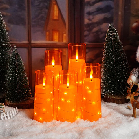 Kakoya orange battery-operated candles offer flexible placement and use.