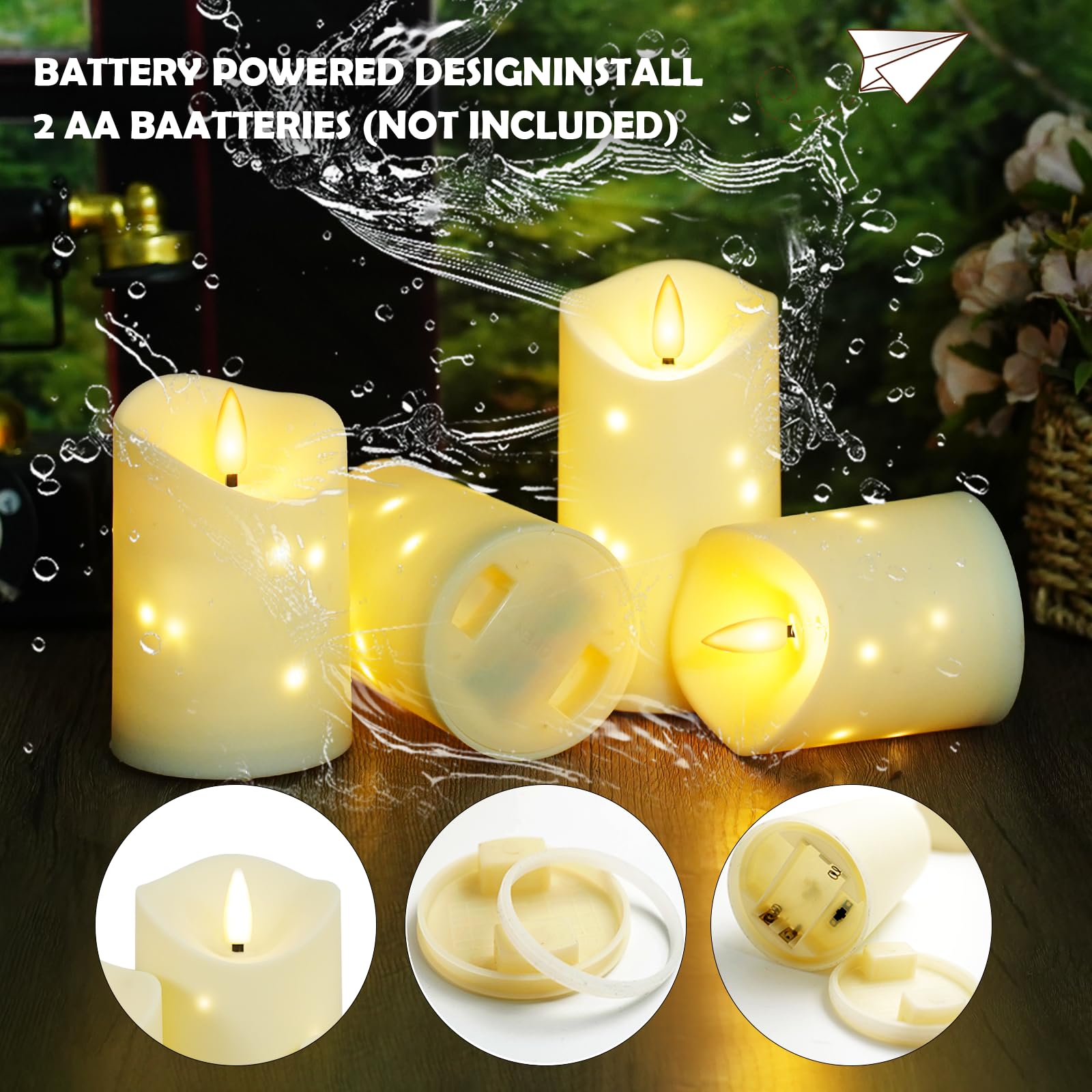 Kakoya ivory flameless candle with remote control for easy porch operation