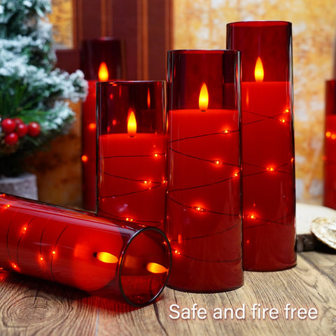 Kakoya timer-function red flameless candles for automatic operation