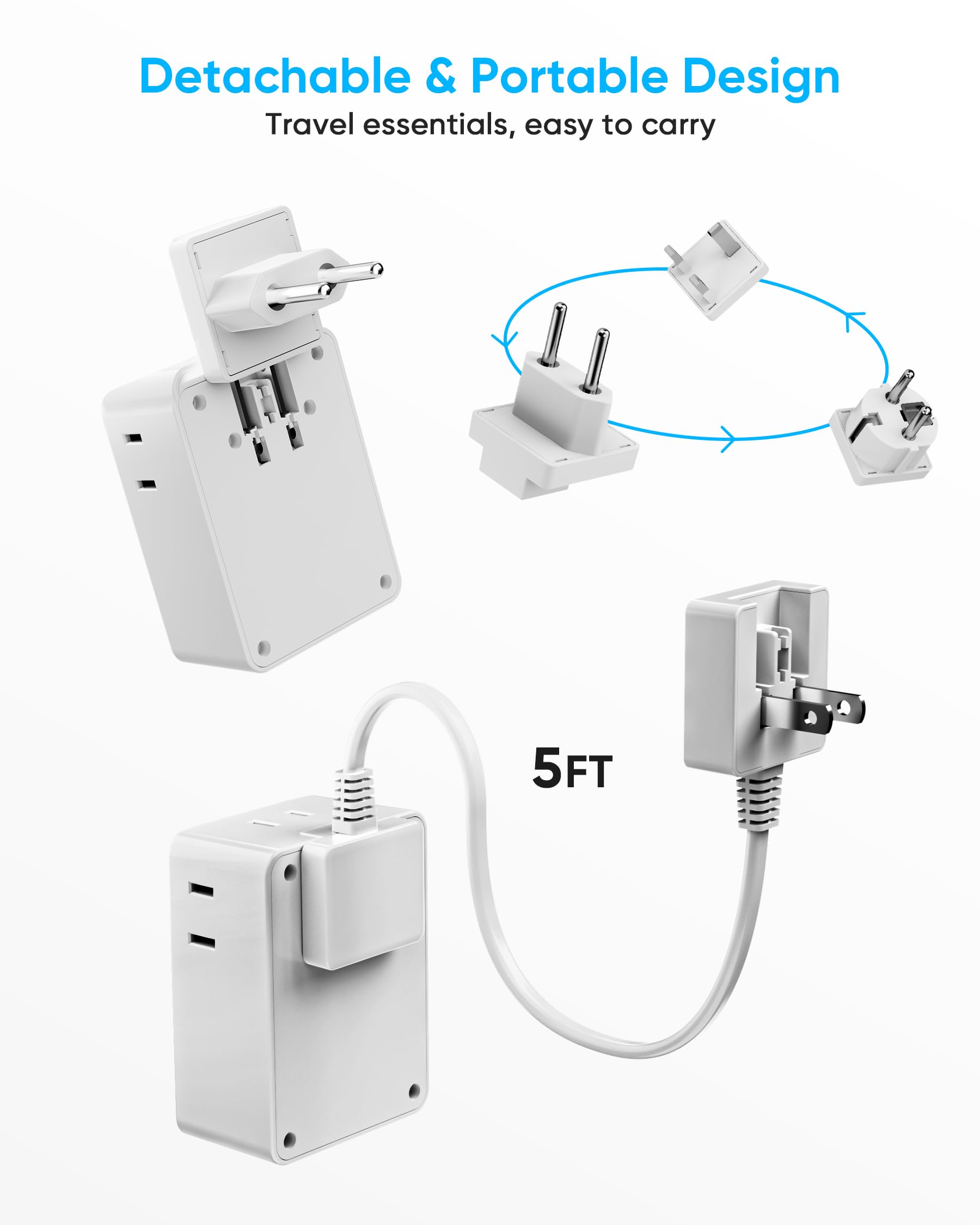 Kakyanill adapter displaying four AC outlets for simultaneous device charging.