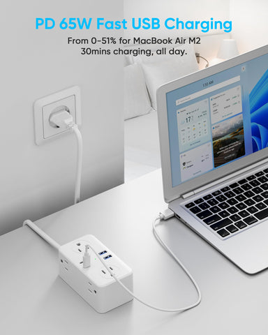 Kakyanill 65W USB-C power delivery port enables fast device charging.
