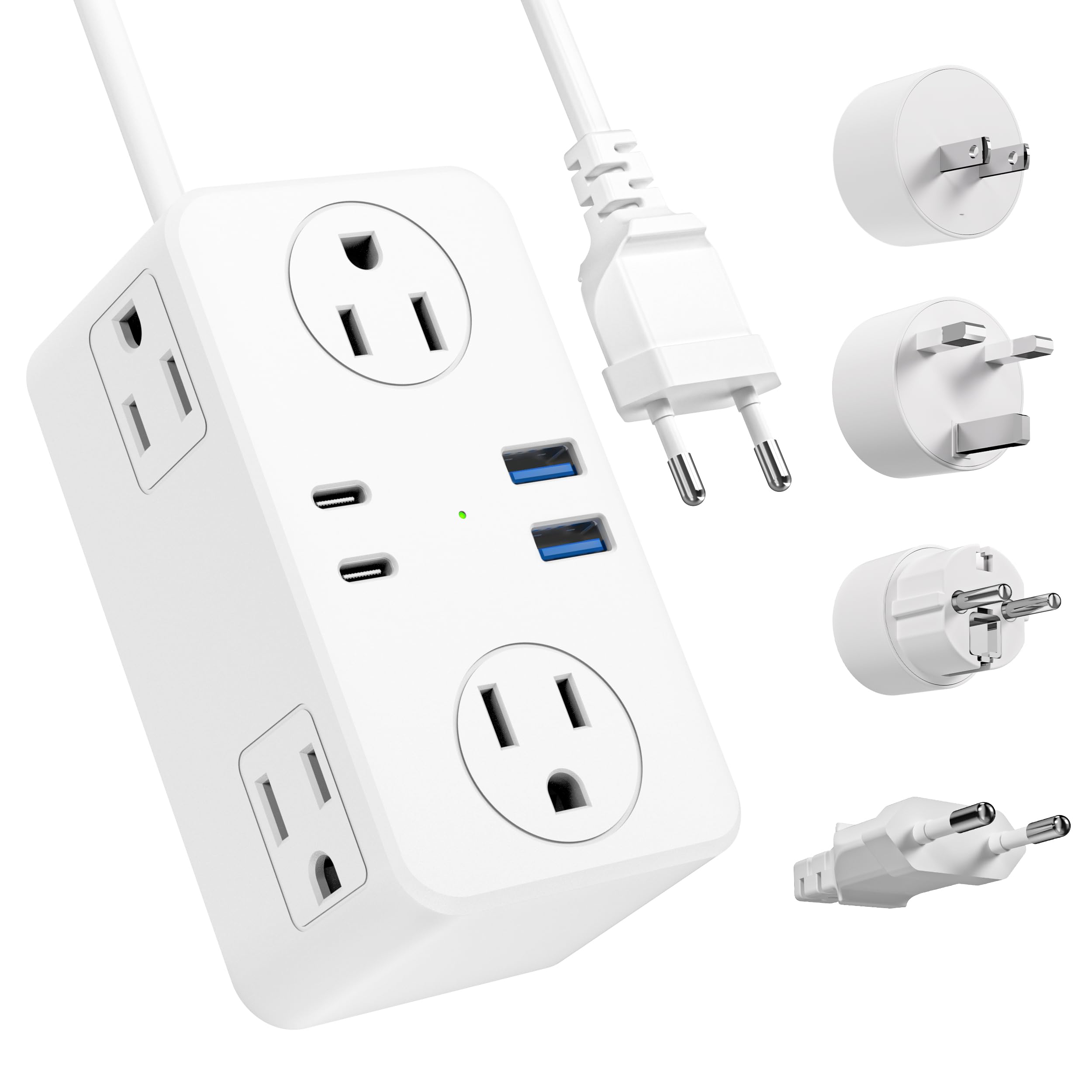 Kakyanill travel plug adapter with six outlets for simultaneous charging