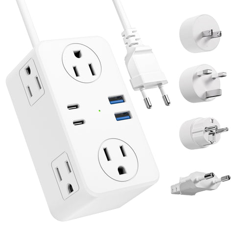 Kakyanill travel plug adapter with six outlets for simultaneous charging
