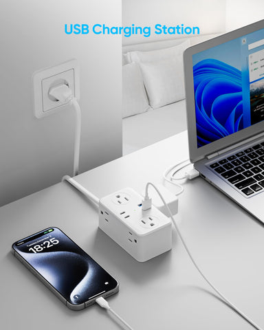 Kakyanill European travel plug adapter powering multiple devices on the go