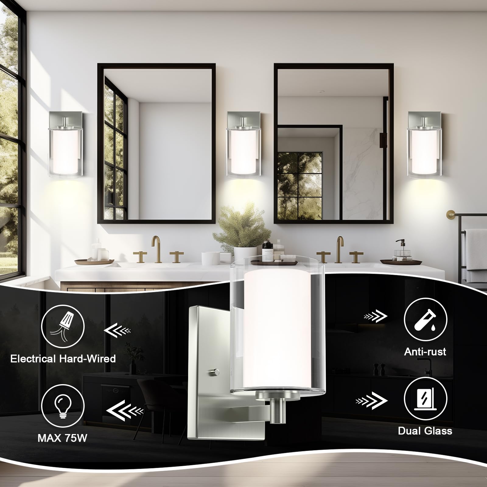 Kalium bathroom wall light ideal for vanity and mirror area