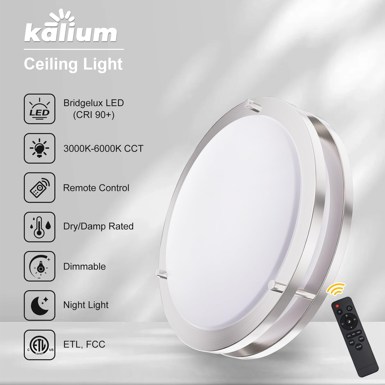 Kalium flush mount delivers 3200 lumens of bright, even light.