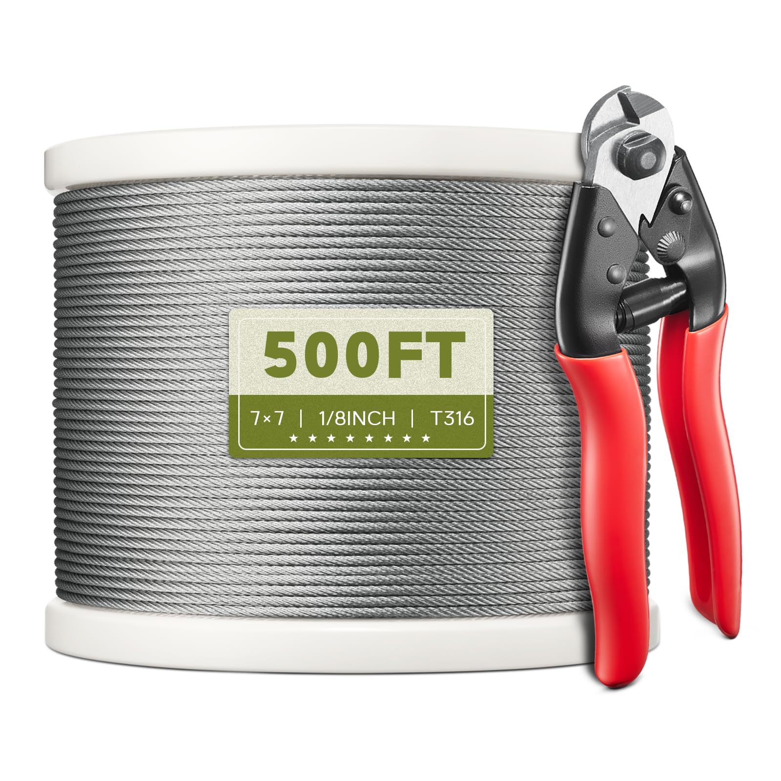 KALLSDY 500 ft cable on a reel for quick setup and storage.