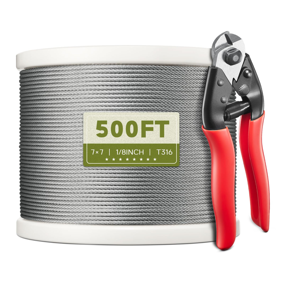 KALLSDY 500 ft cable on a reel for quick setup and storage.