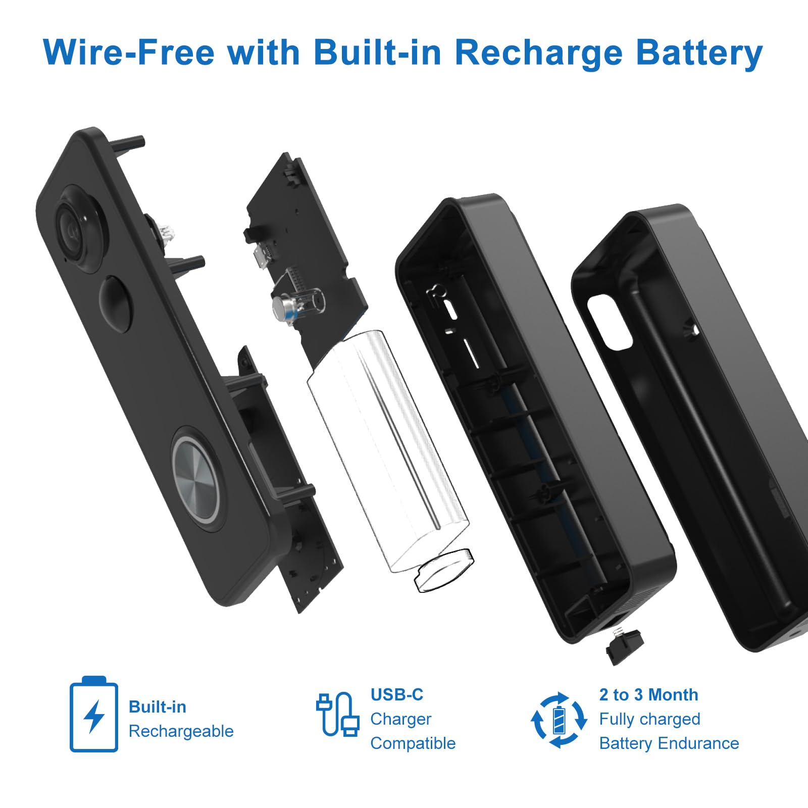 KAMEP rechargeable battery lasts weeks between charges