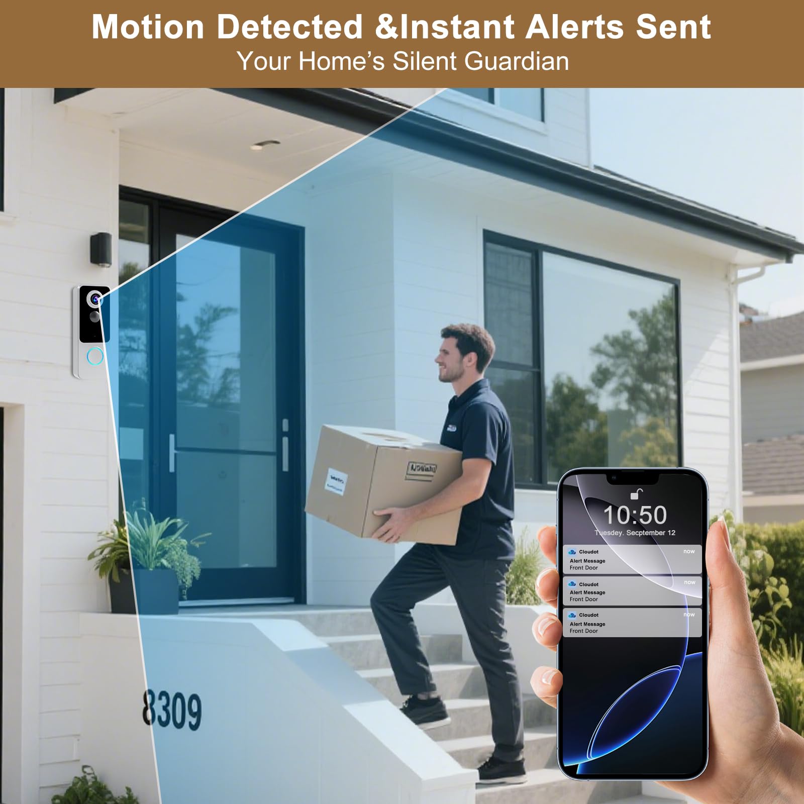 KAMEP doorbell two-way audio lets you talk to visitors from anywhere