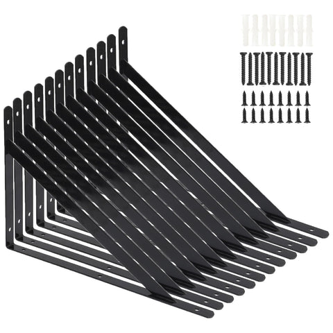 Kamiaha heavy-duty shelf brackets 16x10 in use for sturdy shelving