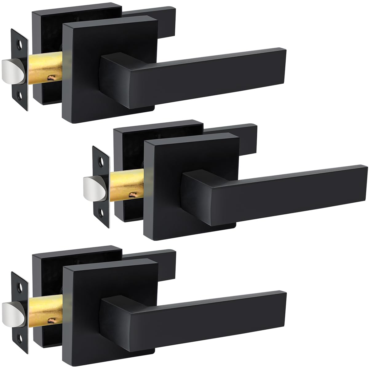 KAMOTA Passage door levers 3-pack in matte black, durable and easy to operate.