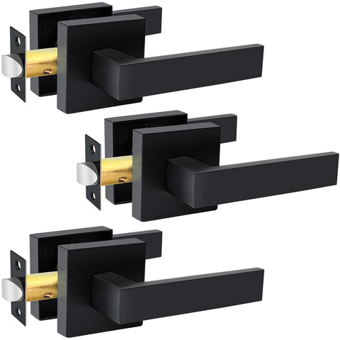 KAMOTA Passage door levers 3-pack in matte black, durable and easy to operate.