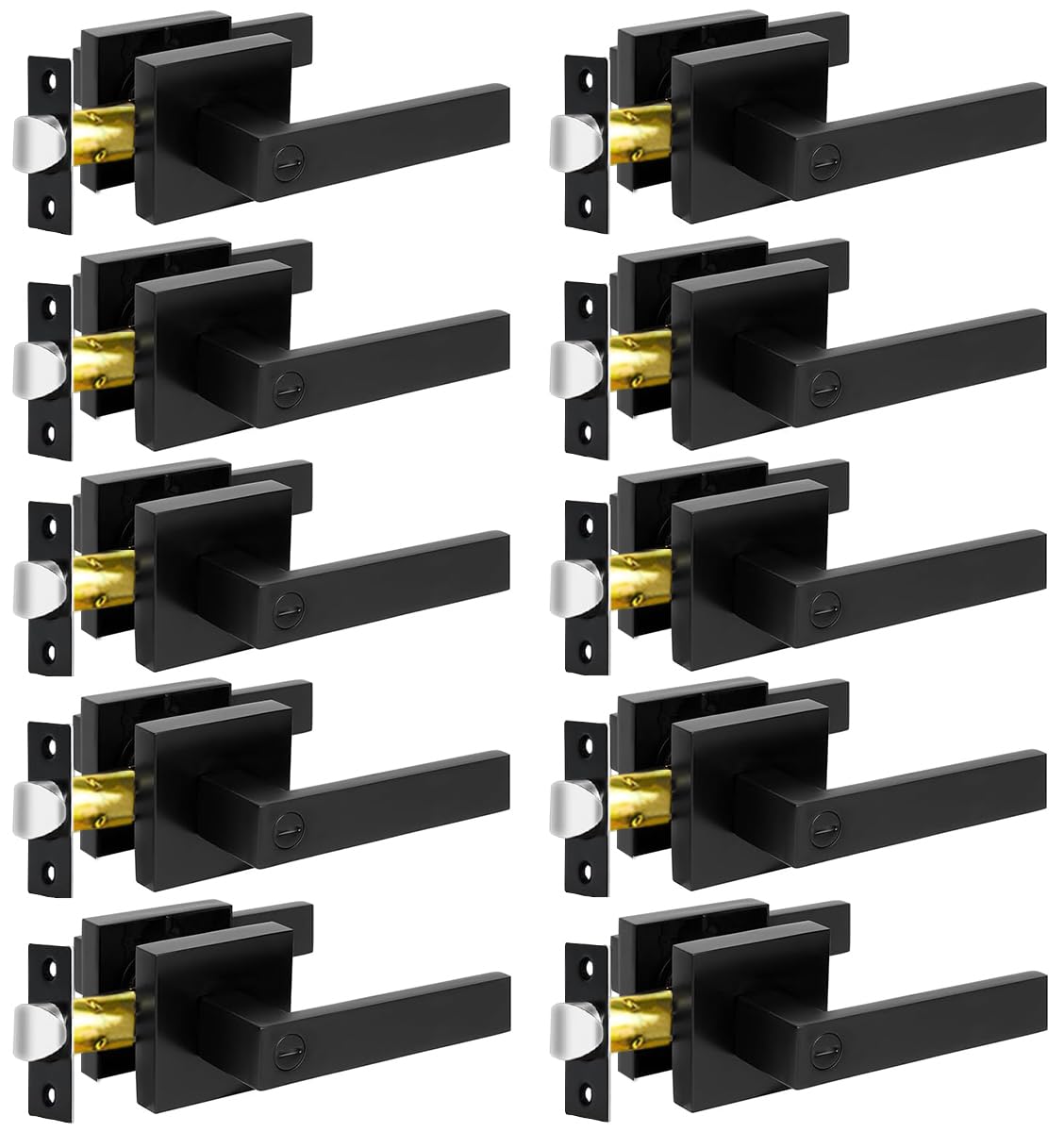 KAMOTA privacy door lever in matte black, front view, shows modern durability