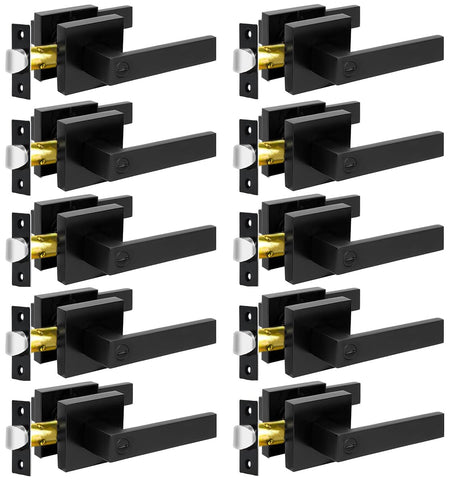 KAMOTA privacy door lever in matte black, front view, shows modern durability