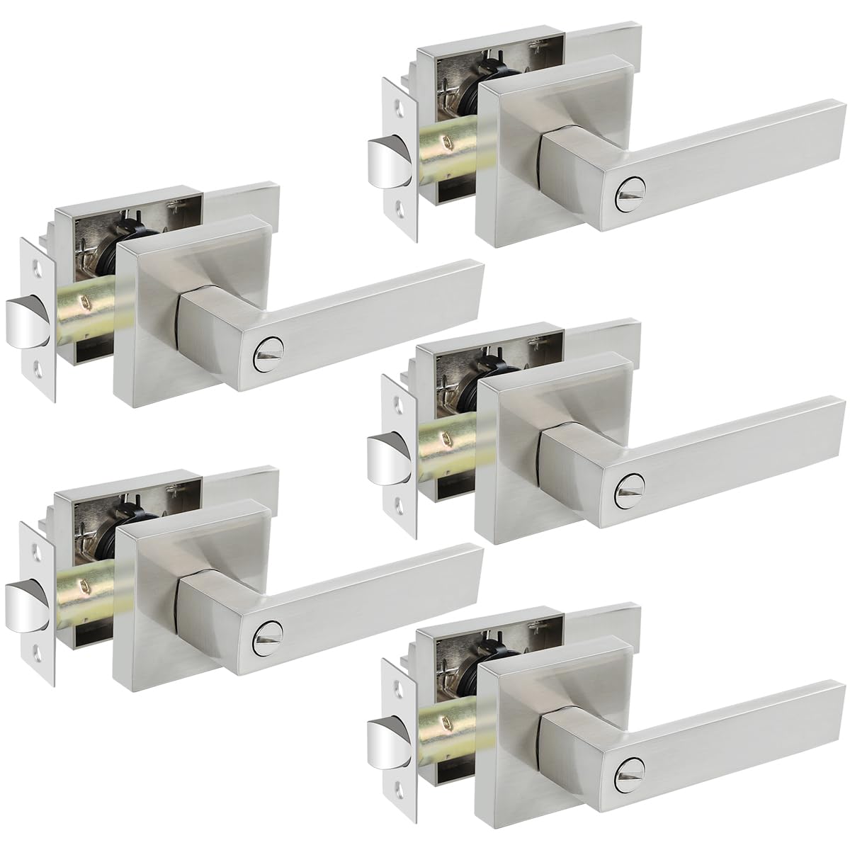 KAMOTA privacy door levers in satin nickel for secure interior access